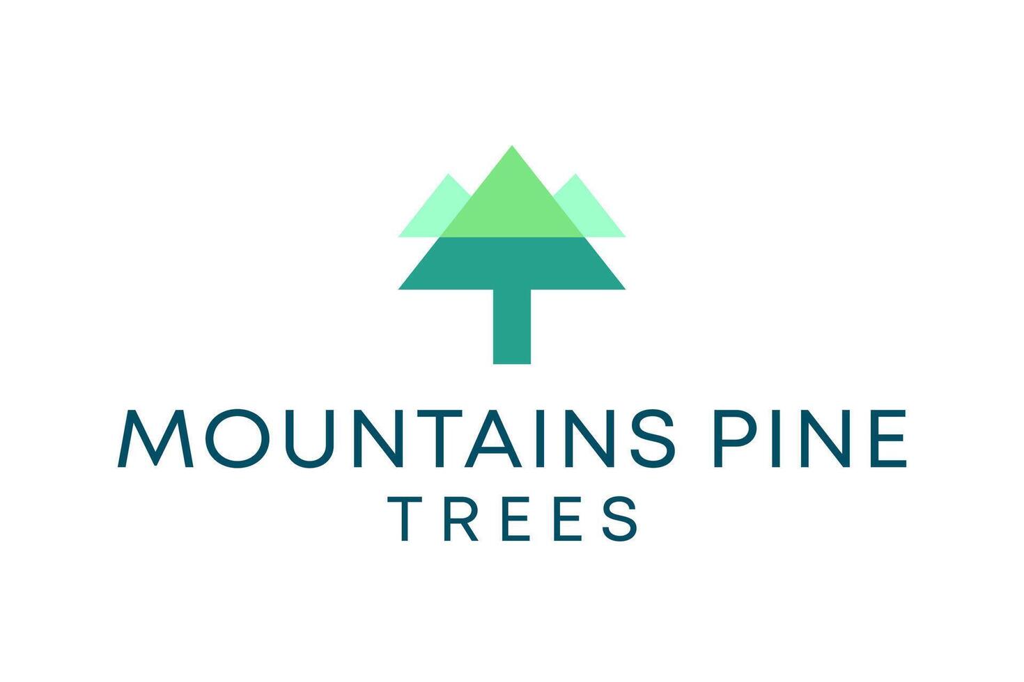 pine trees and mountains in modern geometric shapes vector