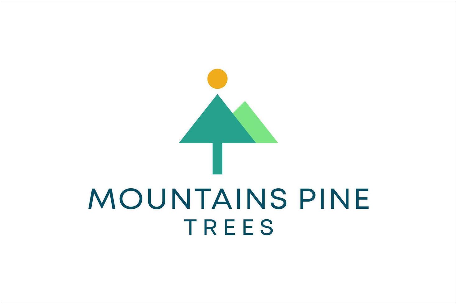 pine trees and mountains in modern geometric shapes vector