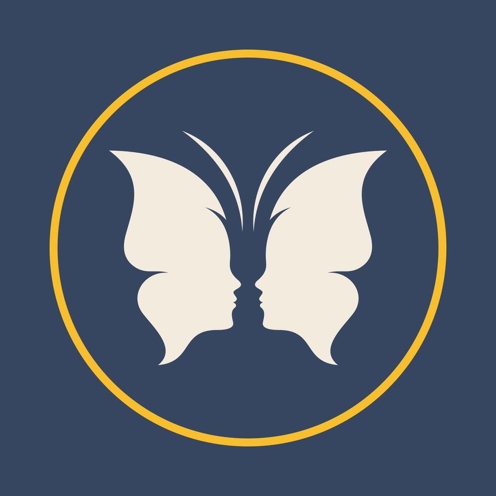 Butterfly face trendy icon blissful abstract illustration colorful artwork design vector