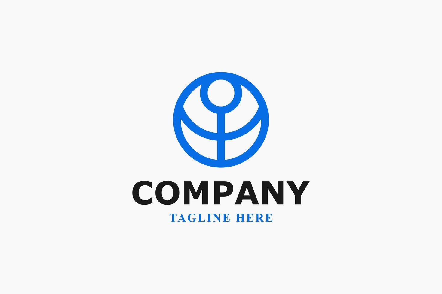 blue globe line art minimal logo vector