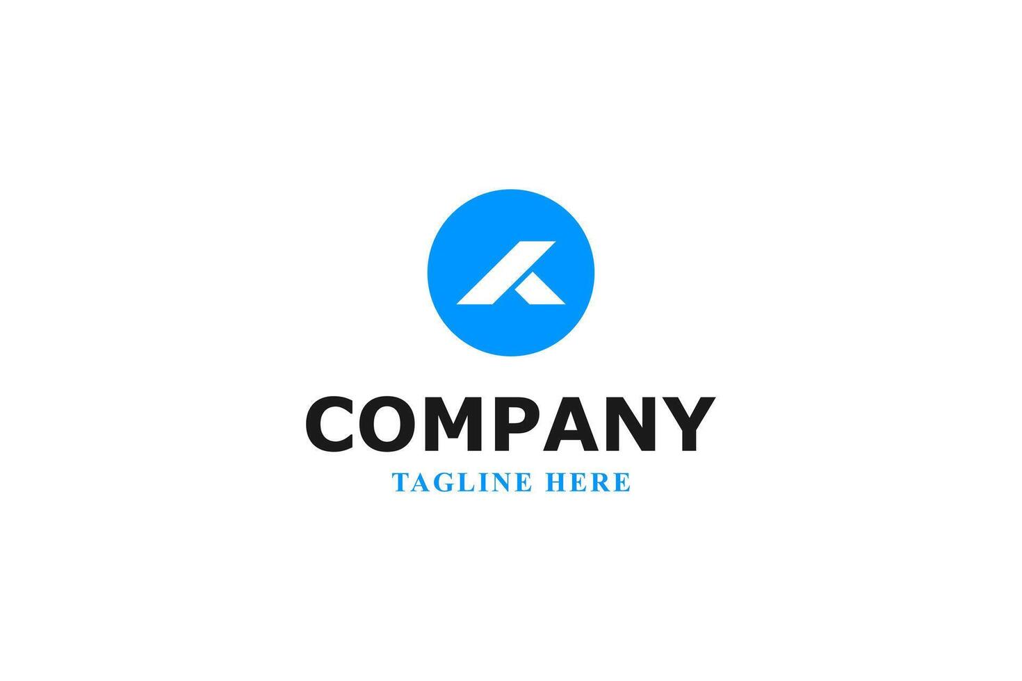 letters k and a inside a modern blue circle logo vector