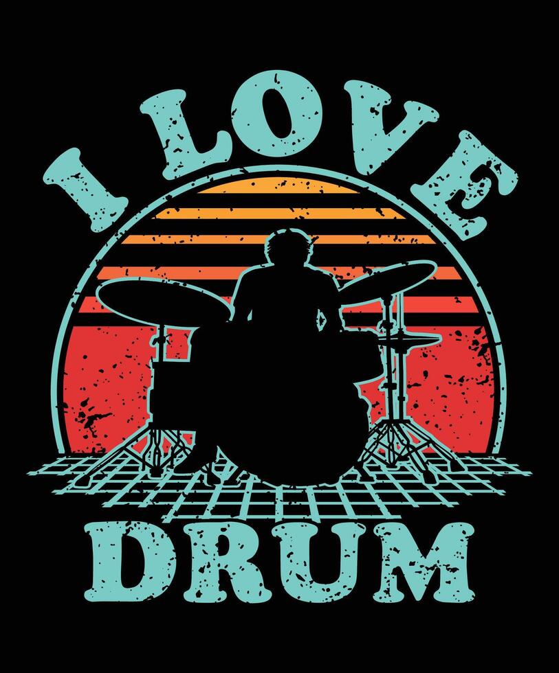 drum silhouette on a white background. drum silhouette design. drum vintage design. drum silhouette vintage sunset graphic t shirts design. vector