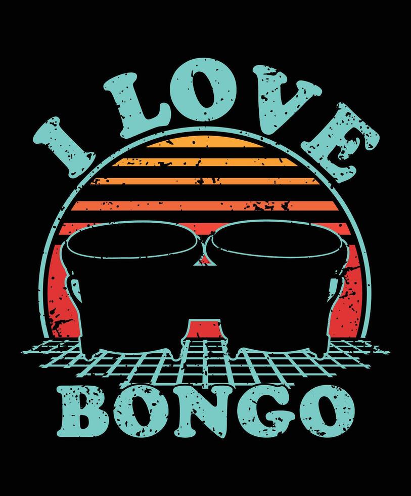 Bongo silhouette on a white background. Bongo silhouette design. Bongo vintage design. Bongo silhouette vintage sunset graphic t shirts design. vector