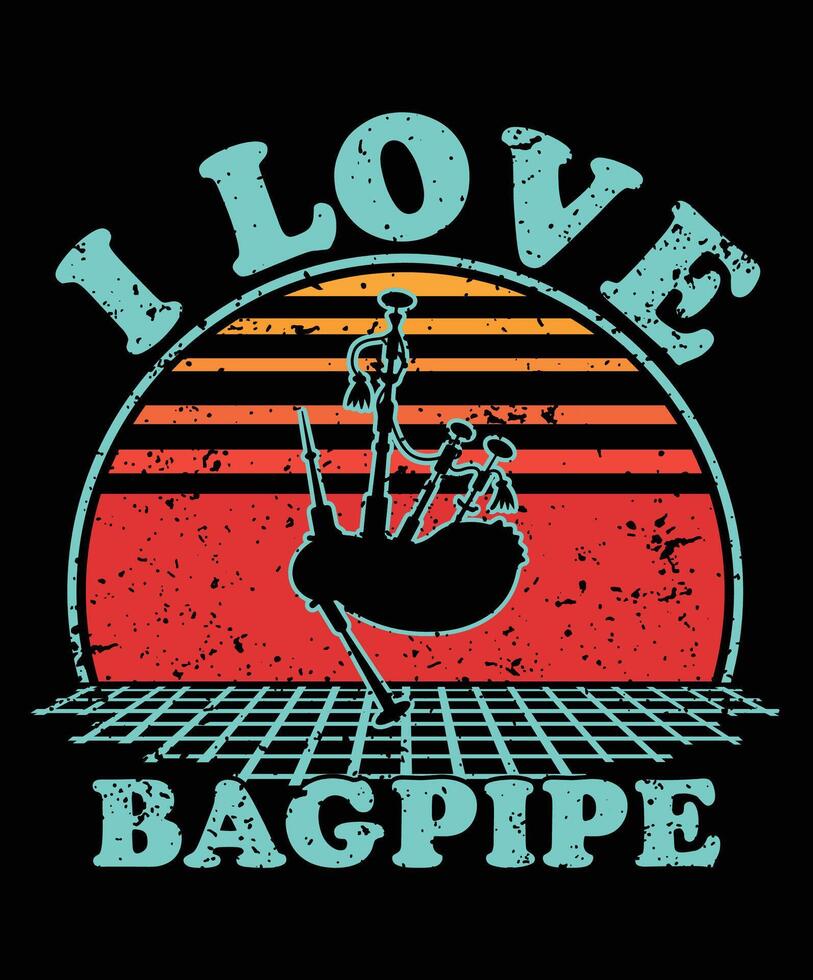 bagpipes silhouette on a white background. bagpipes silhouette design. bagpipes vintage design. bagpipes silhouette vintage sunset graphic t shirts design. vector