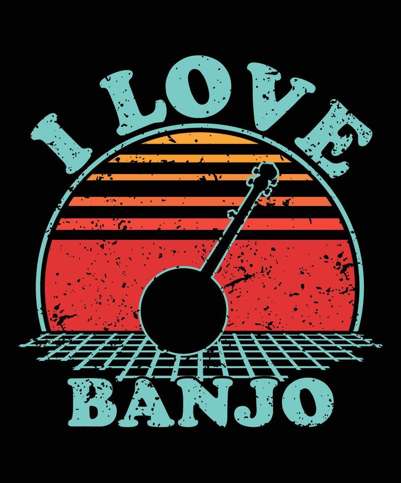 banjo silhouette on a white background. banjo silhouette design. banjo vintage design. banjo silhouette vintage sunset graphic t shirts design. vector