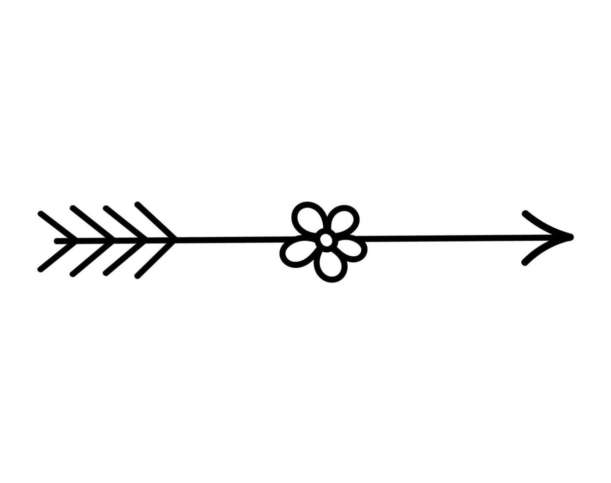 Cute doodle arrow isolated on white background. hand-drawn illustration. Perfect for Valentines Day designs, cards, invitations, decorations. vector