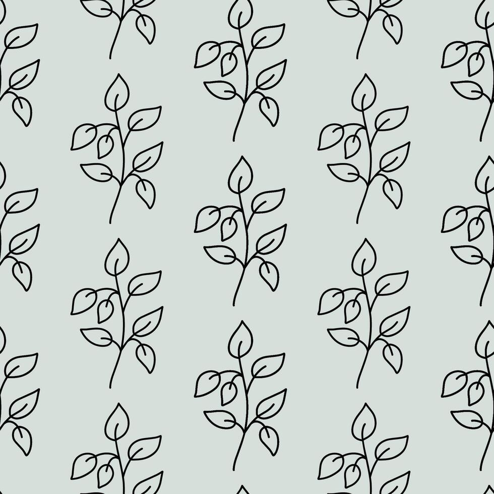 Minimalistic botanical seamless pattern. hand-drawn illustration in doodle style. Perfect for decorations, wallpaper, wrapping paper, fabric. Floral background. vector