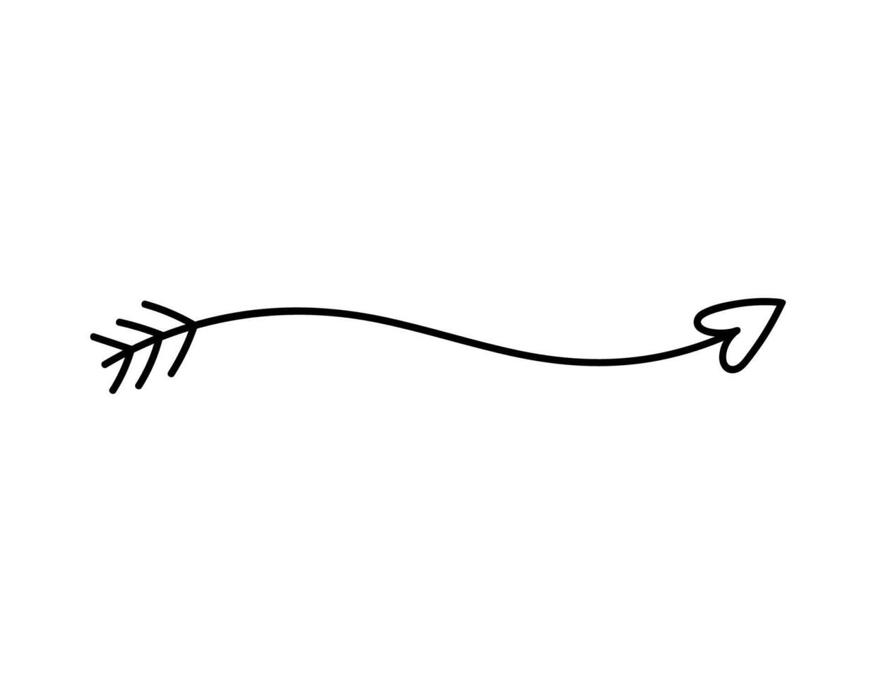 Cute doodle arrow with heart isolated on white background. hand-drawn illustration. Perfect for Valentines Day designs, cards, invitations, decorations. vector