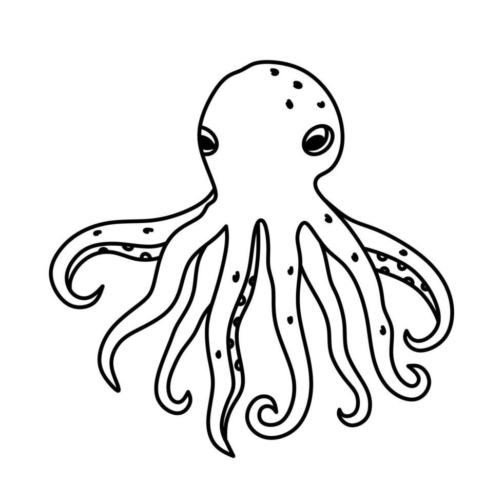 Octopus isolated on white background. hand-drawn illustration in doodle style. Perfect for logo, various designs. Underwater world. vector