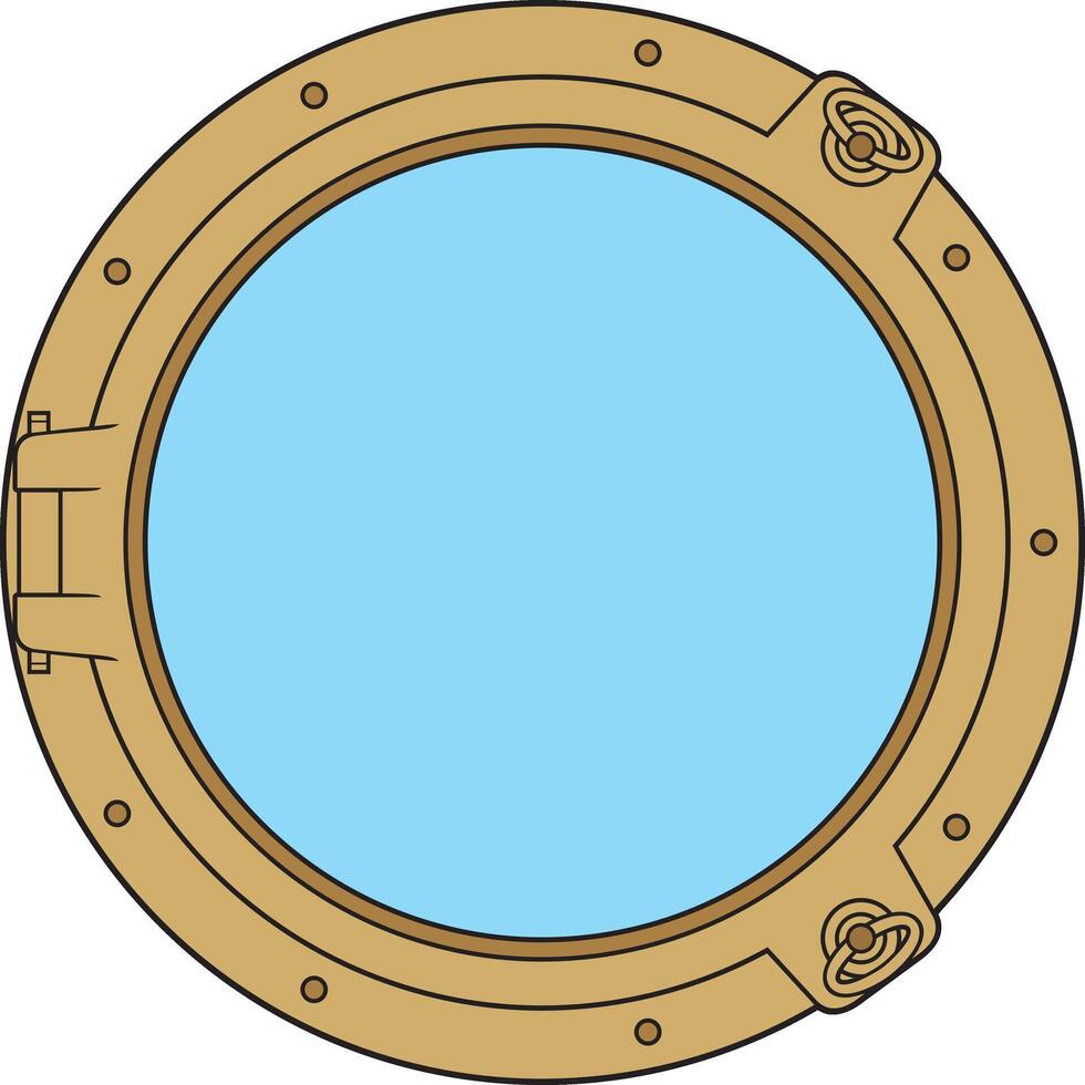 Closed Porthole Window Color. vector
