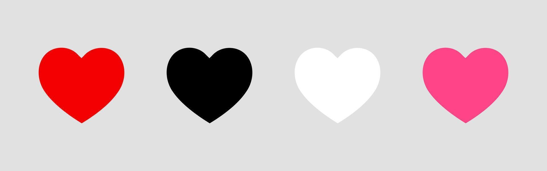 Heart shapes symbols icons on grey background. vector
