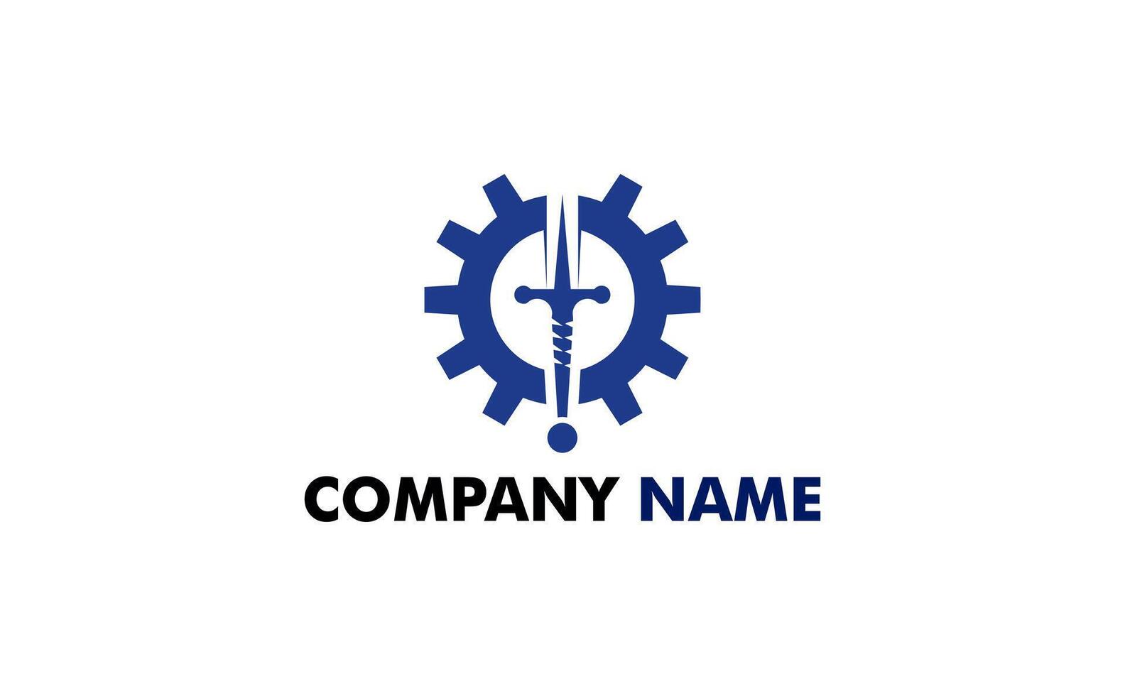 Modern logo design featuring a sword and gear. The logo is perfect for businesses that want to project an image of competence and reliability. vector