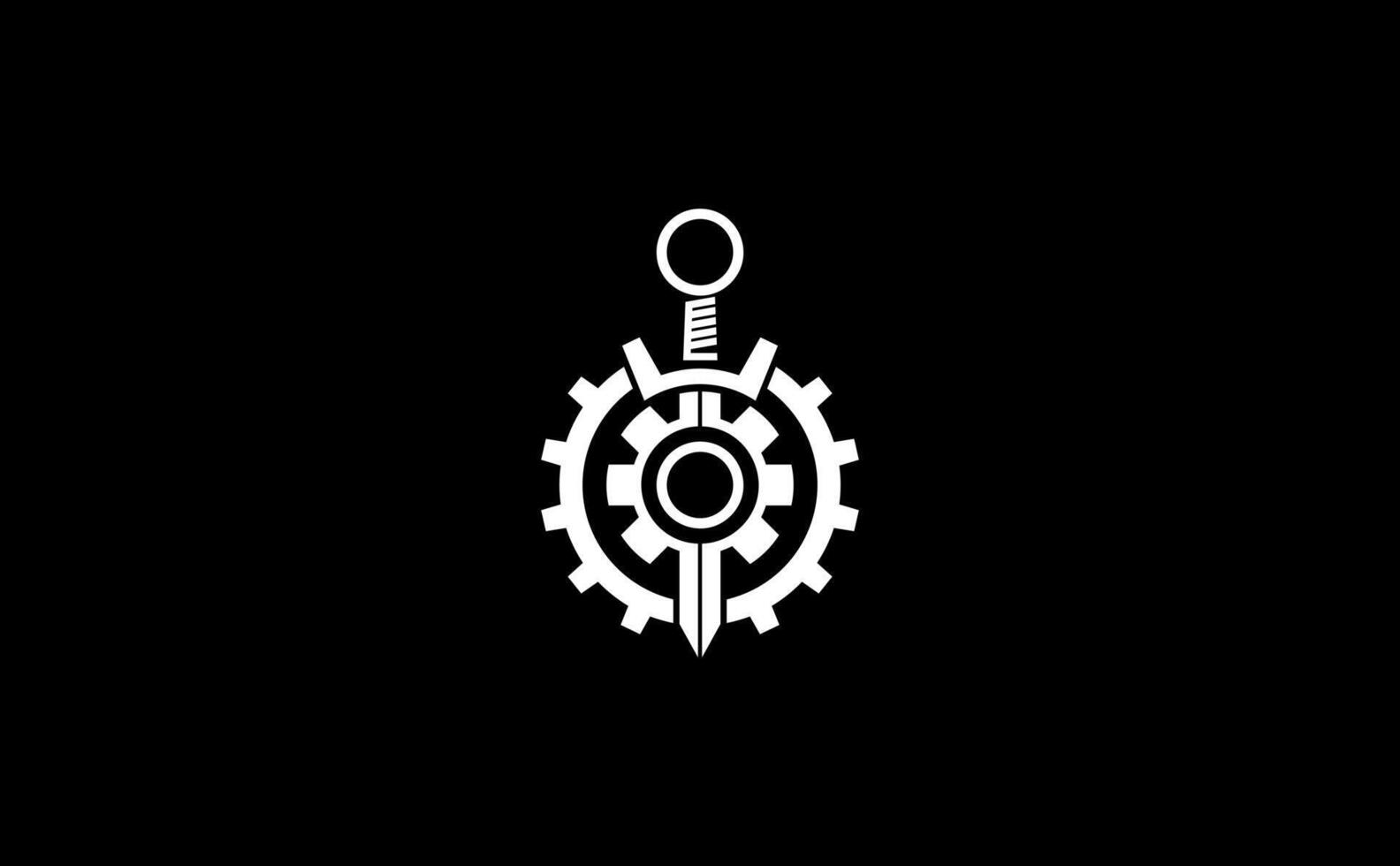Modern logo design featuring a sword and gear. The logo is perfect for businesses that want to project an image of competence and reliability. vector