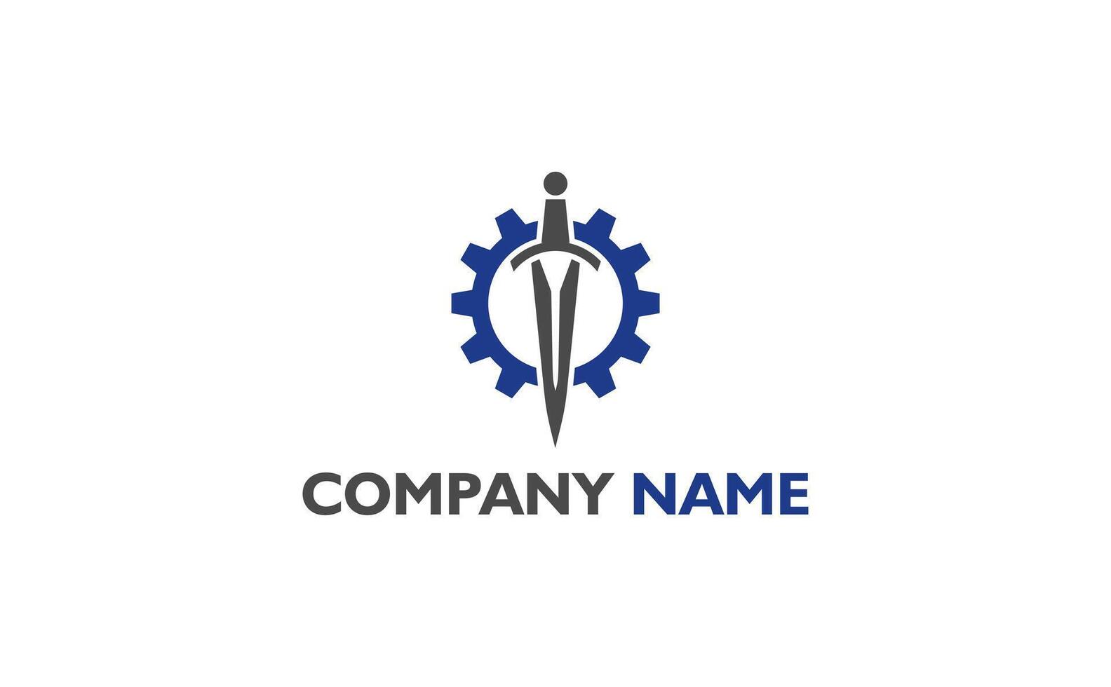 Powerful emblem logo featuring a sword and gear. Perfect for businesses that want to project an image of competence and trustworthiness. vector