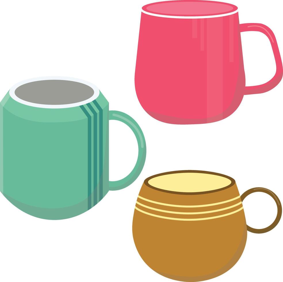 Cute Cups with Diffferent Designs vector