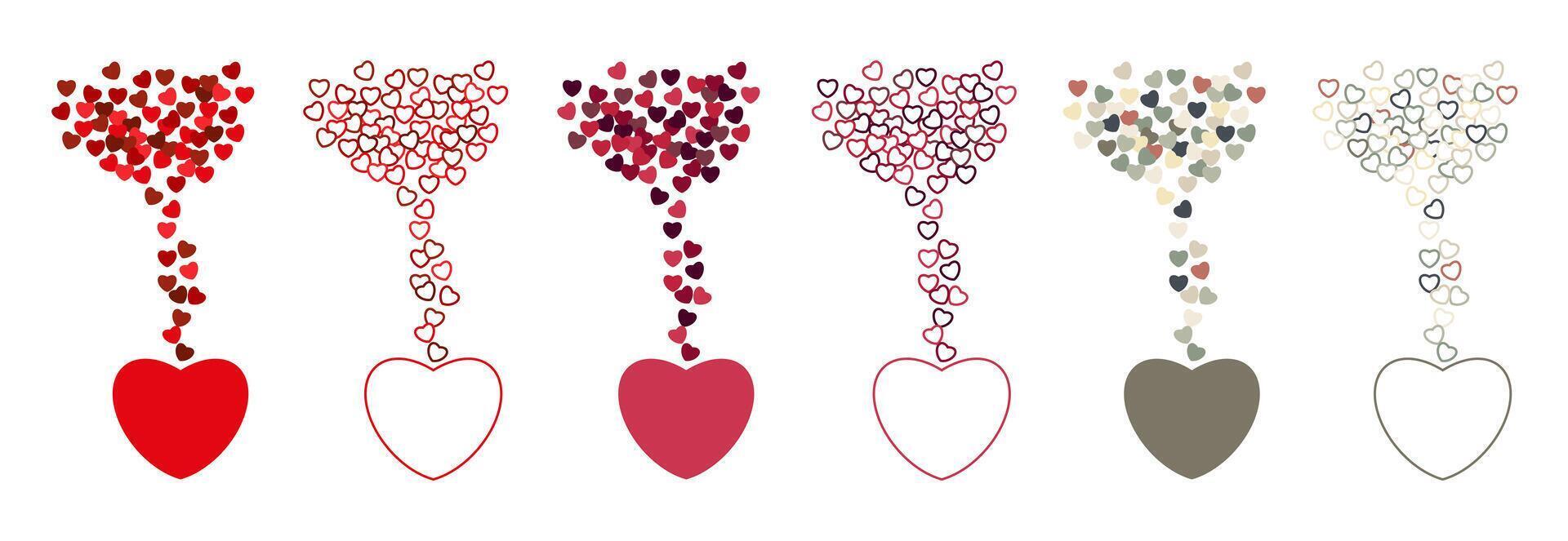 Collection of illustrations of hearts. Set of love symbol icons. Love symbol . vector