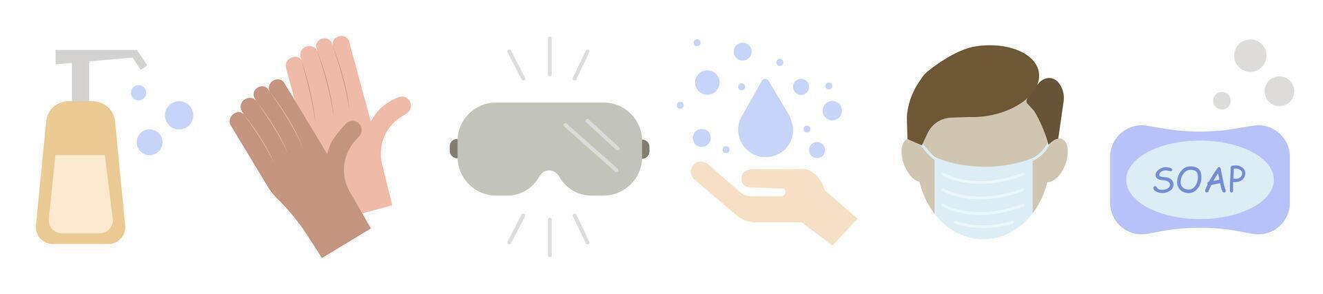 Instructions on how to do everything for personal hygiene. Hygiene. Simple hand washing kit. vector