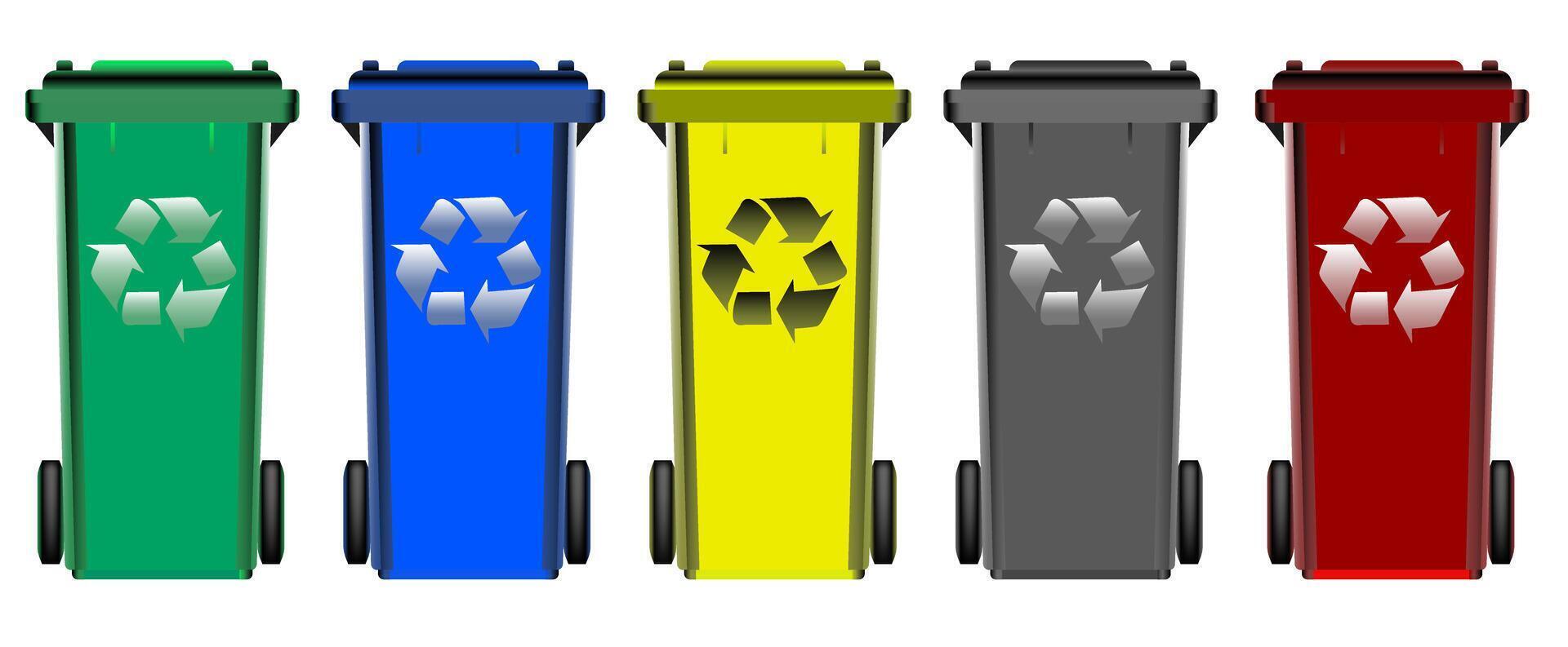 Garbage in trash cans with sorted garbage icons. ESP 10. vector