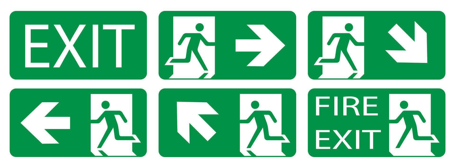 Fire exit sign illustration. Exit emergency exit symbols. vector