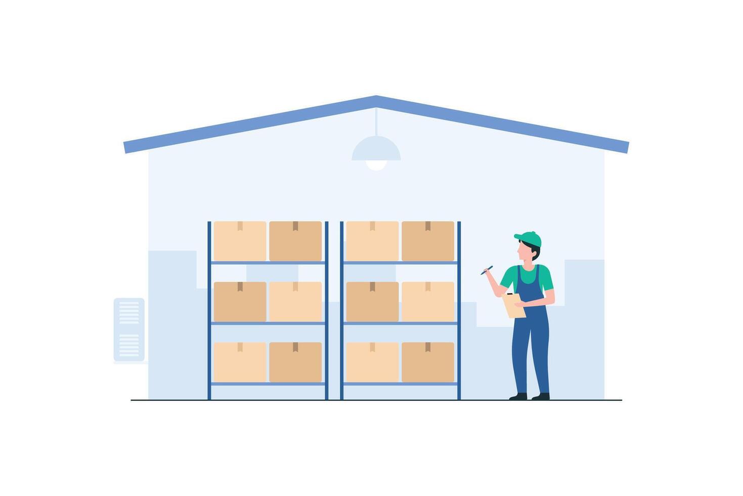 Efficient Inventory Organization by Warehouse Staff. vector