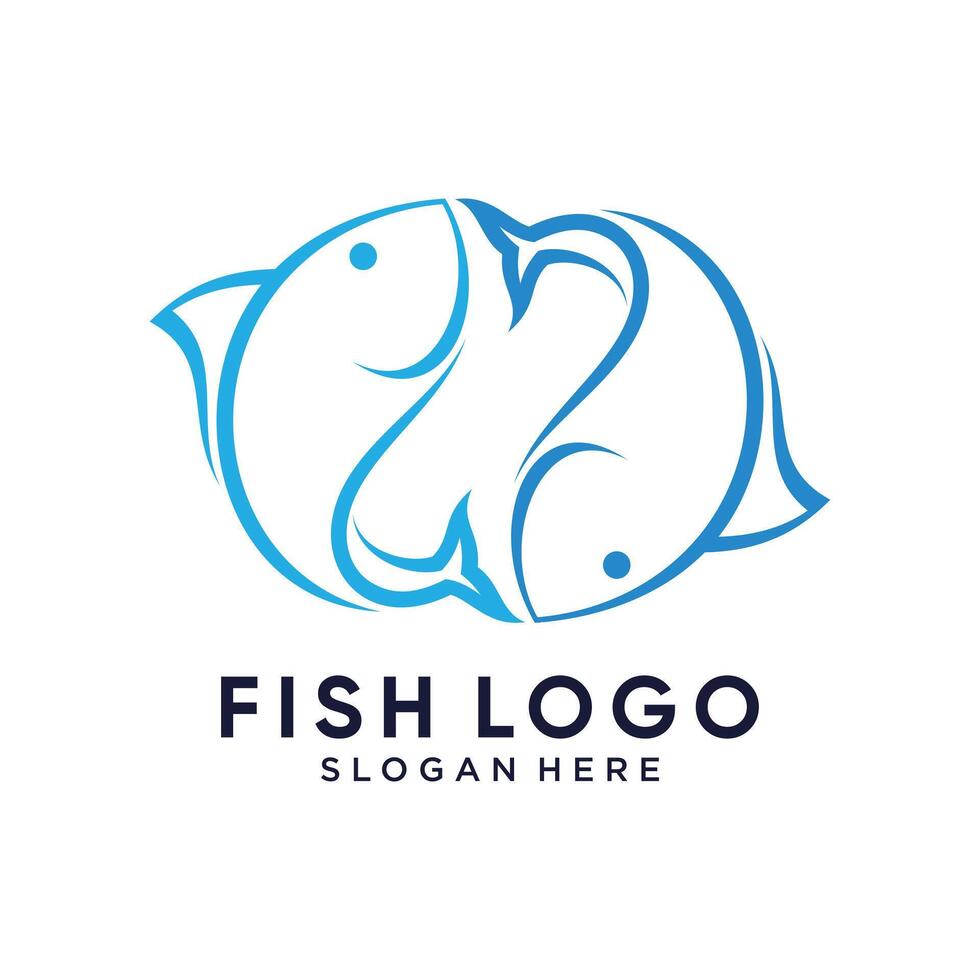 Fish logo design icon illustration with creative concept vector