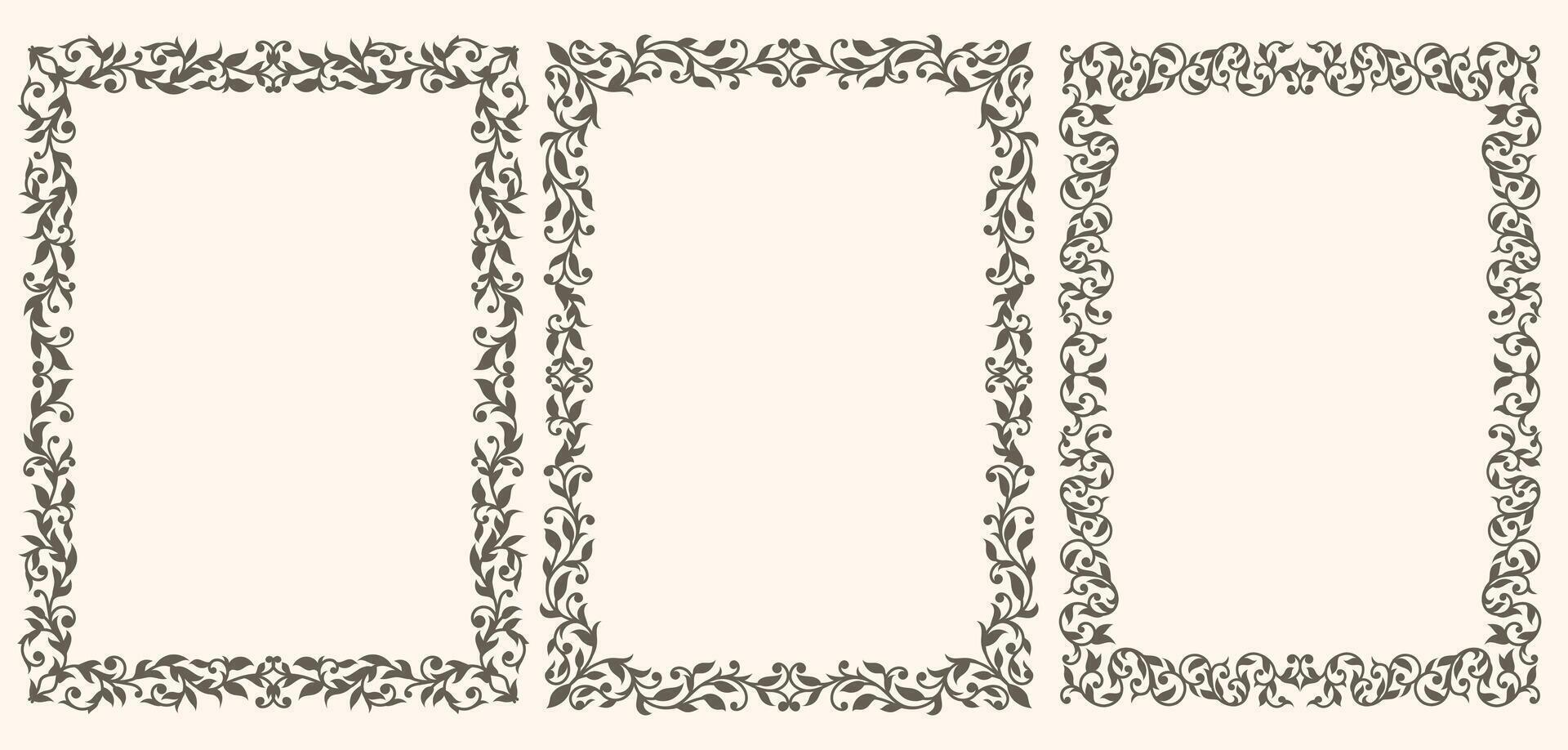 A set of vintage frames with leaves vector