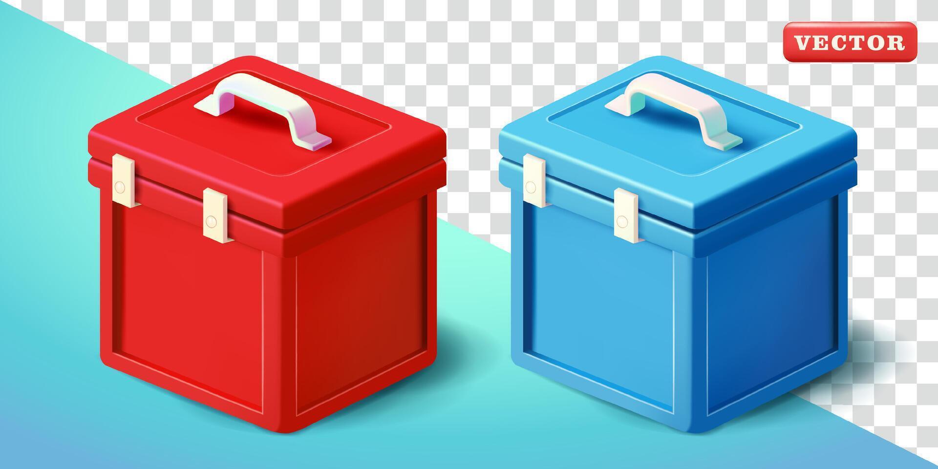 Plastic box with handle, 3d. Suitable for design elements vector