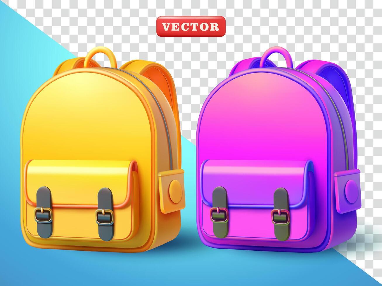 School backpack, 3d. Suitable for education and design elements vector