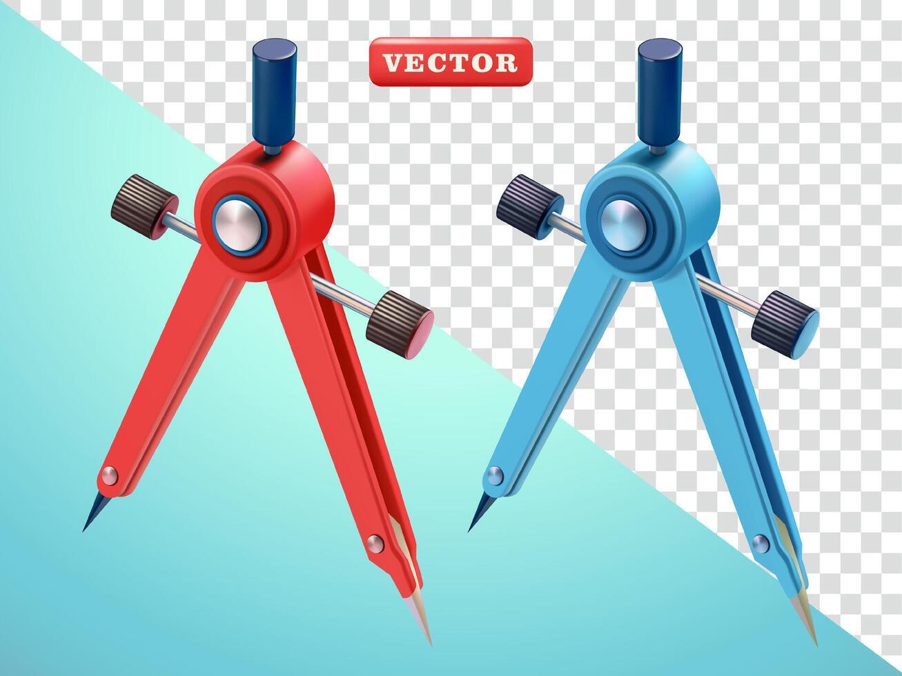 Drafting compass, 3d. suitable for design elements vector