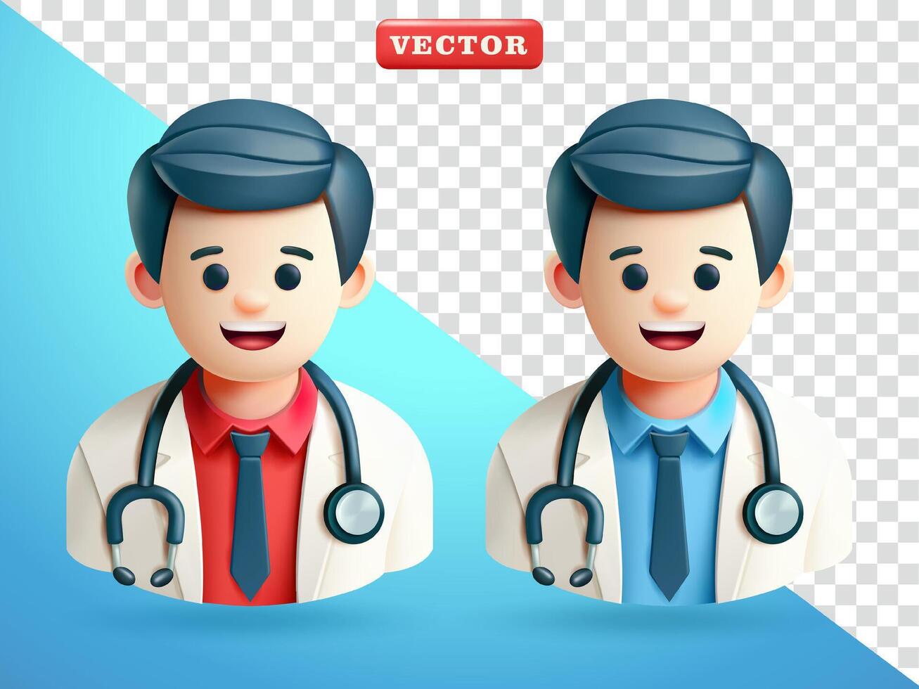 Male doctor with stethoscope around his neck, 3d. Suitable for health, business and design elements vector