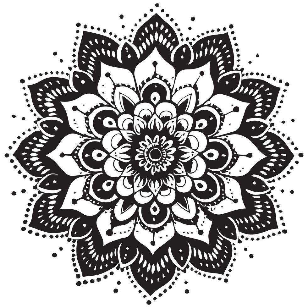 set of beautiful black and white floral mandala design white background vector