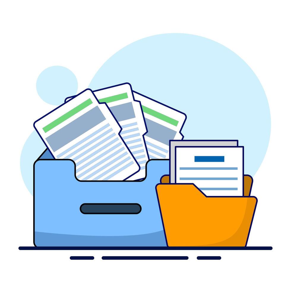 File storage concept, adding files to the main folder. Search and store data info in the database. document or file archive, information storage. File icon concept. document management. flat . vector