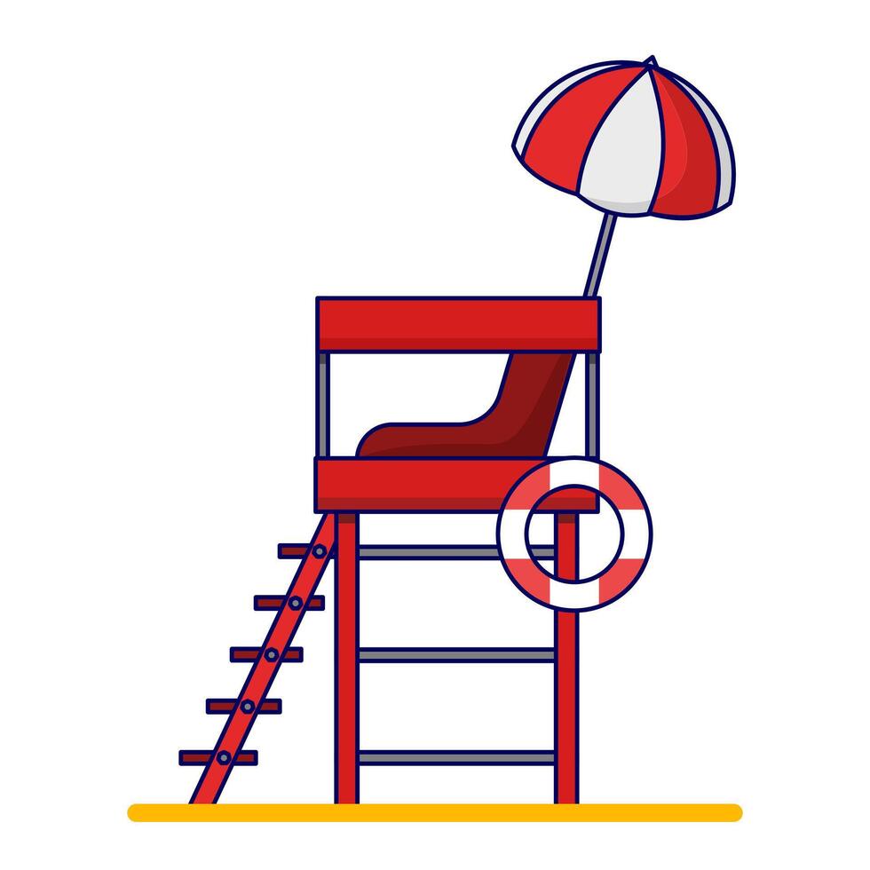 Coast guard tower building concept. living space construction. Station beach building. The beach security building is useful for monitoring visitors on the beach. flat illustration. vector