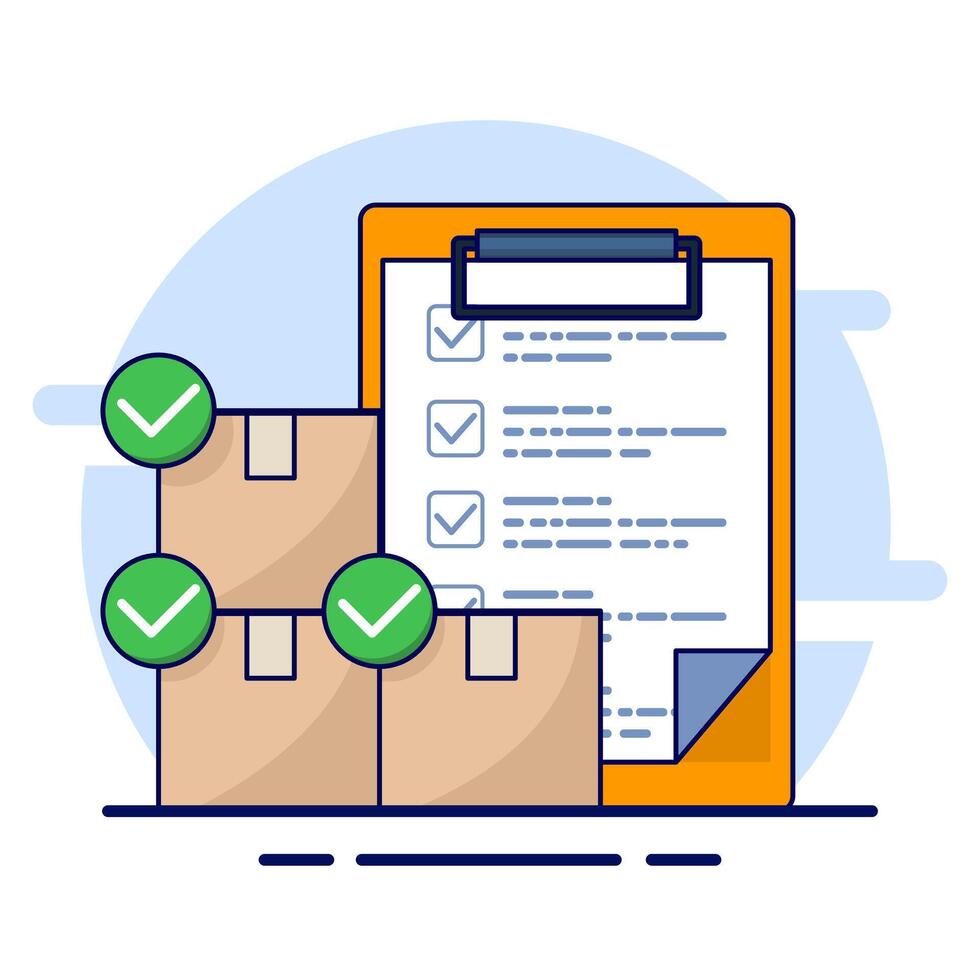 Cardboard box with check mark linear icon. order sent. Delivery Confirmed. logistics and delivery, order delivery sign graphic. Flat illustration on background. vector