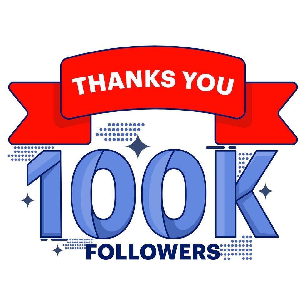 100k Followers Special, Social media banner with thank you for 100k followers, Modern Colorful Design for Celebration Banner Design. Happy Followers Social Media Concept Background. vector
