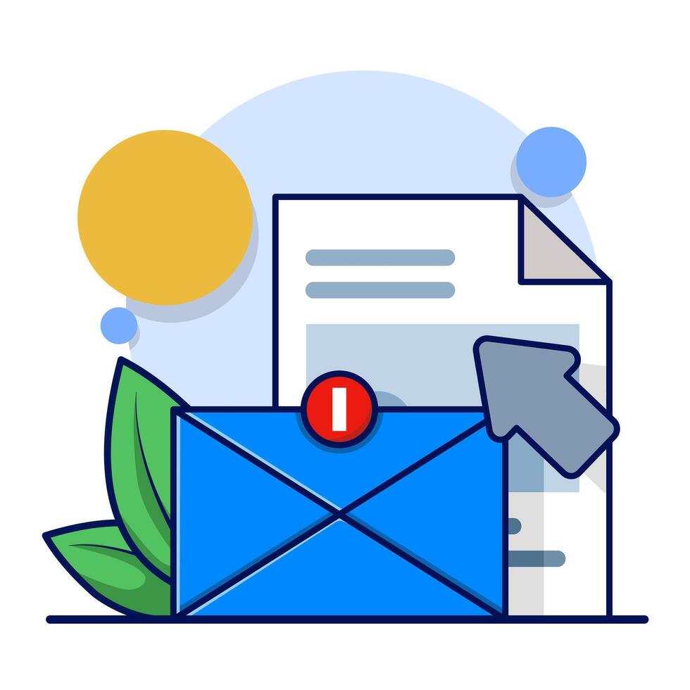 Envelope with Paper and Notification Sign. Newsletter Concept. subscribe to the newsletter. illustration for marketing and online business. Template for letters and newsletters. vector
