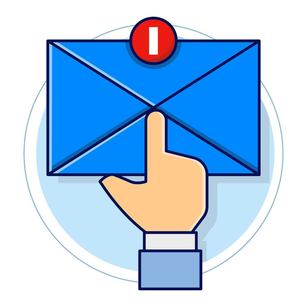 Envelope with Paper and Notification Sign. Newsletter Concept. subscribe to the newsletter. illustration for marketing and online business. Template for letters and newsletters. vector