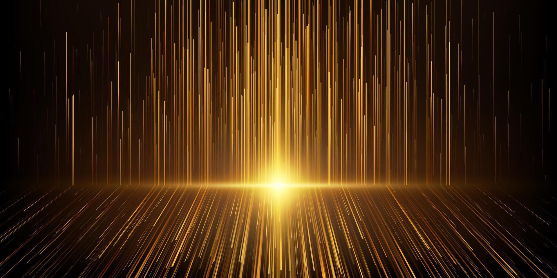 Glowing lines Golden Awards Background. luxury stage with abstract light lines vector