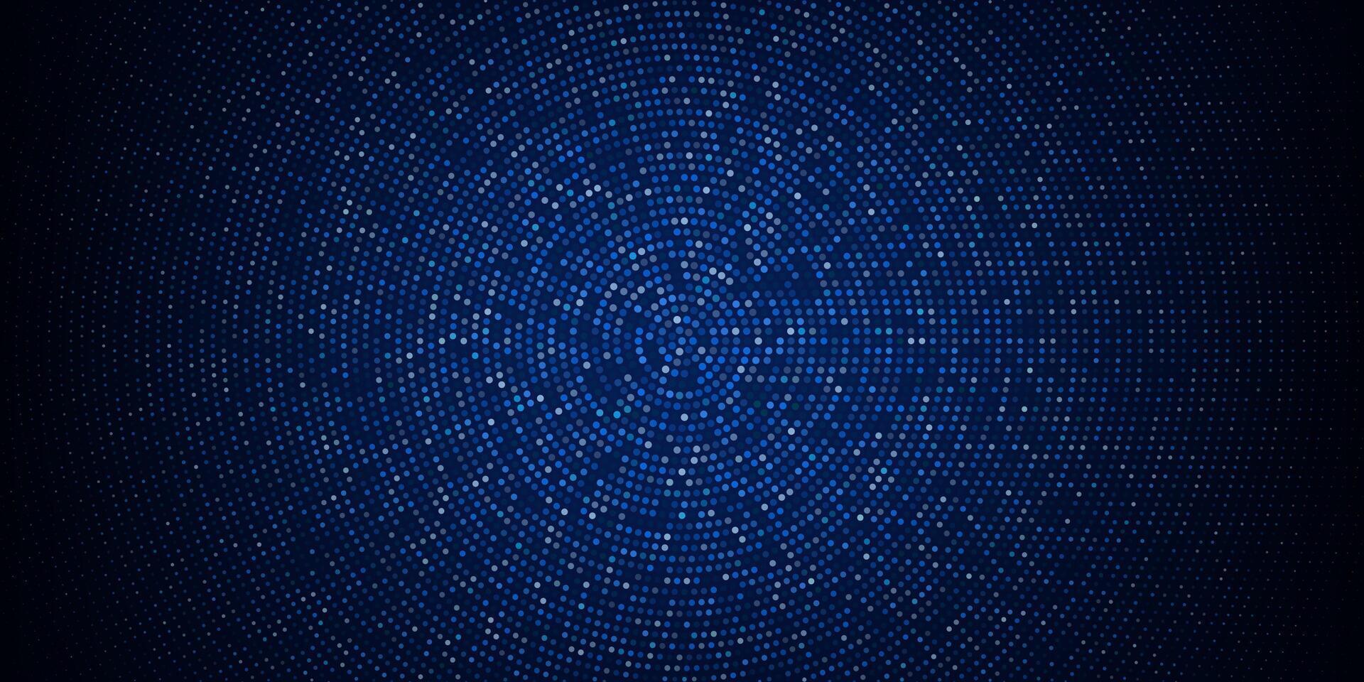 Luxurious Blue Digital Circle Particle Noise Background. Circular dots futuristic sound wave. Big Data Visualization vector