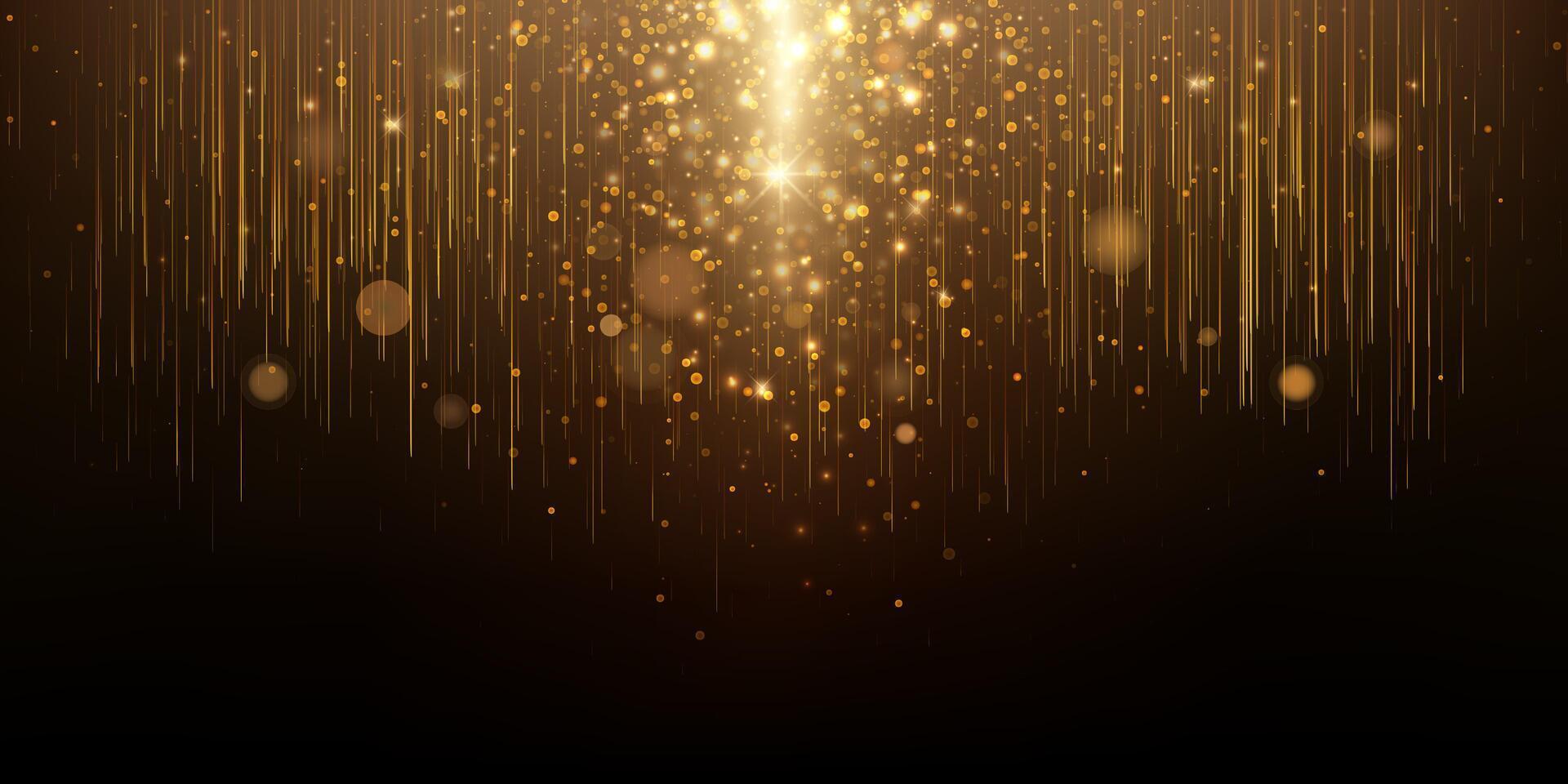 Elegant Golden Particles and Glowing Lines Background. Template for celebrations, awards, events, advertising, digital presentations vector