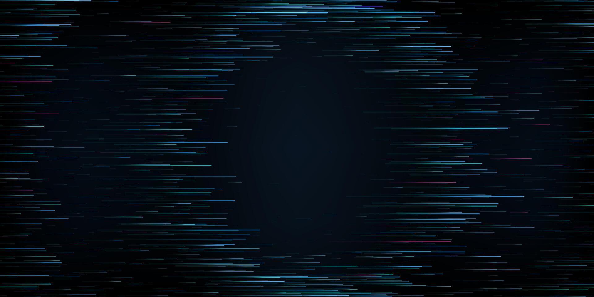 Abstract Blue Motion Lines on Dark Background. Digital Data Flow Big Data Technology Lines. High Speed of Light Trails vector