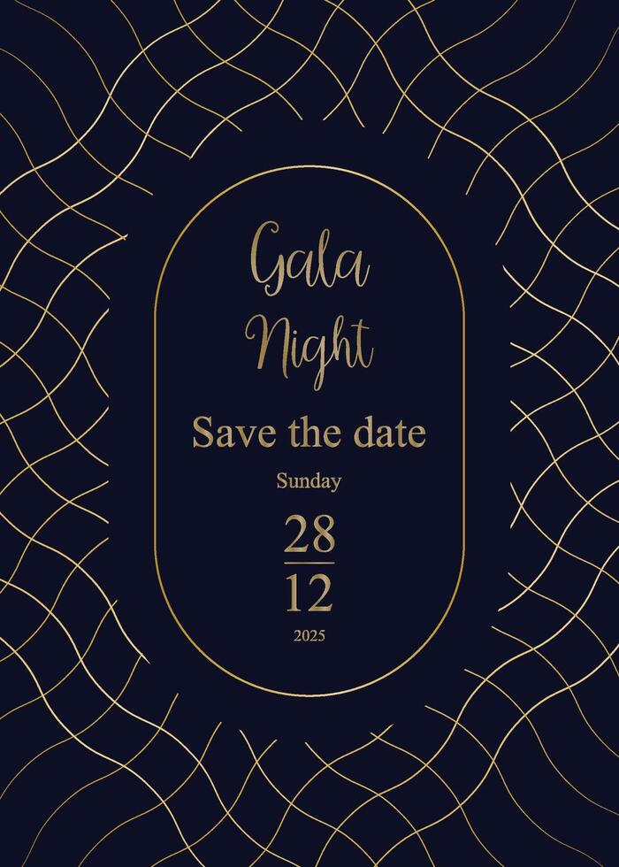Vintage luxury invitation card with golden frame design gala day vector