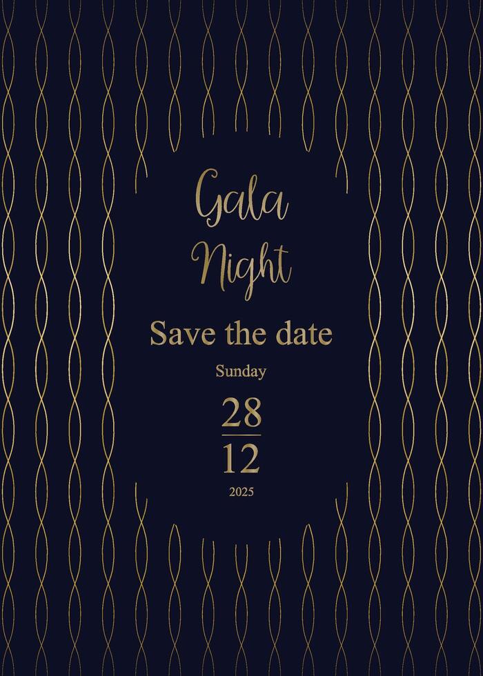 Vintage luxury invitation card with golden frame design gala day vector