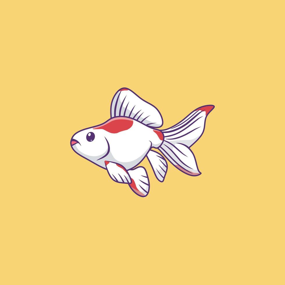 Goldfish illustration isolated on colorful background. vector