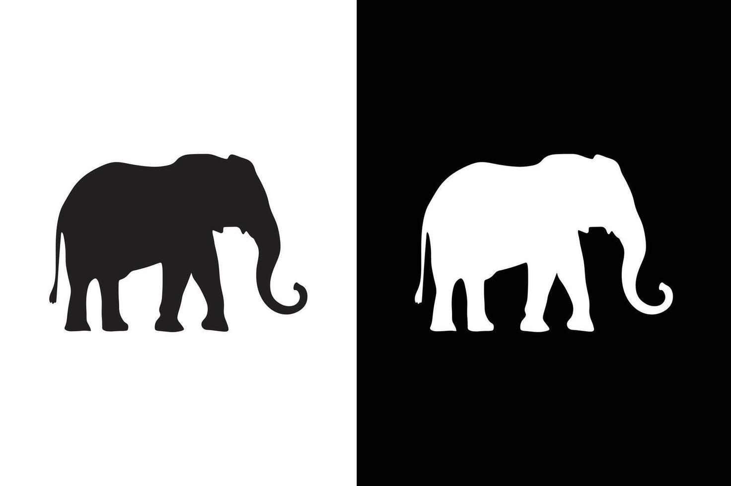 Elephant wild animal icon silhouette , sign, symbol, logo, editable stroke, flat design style isolated on black white vector