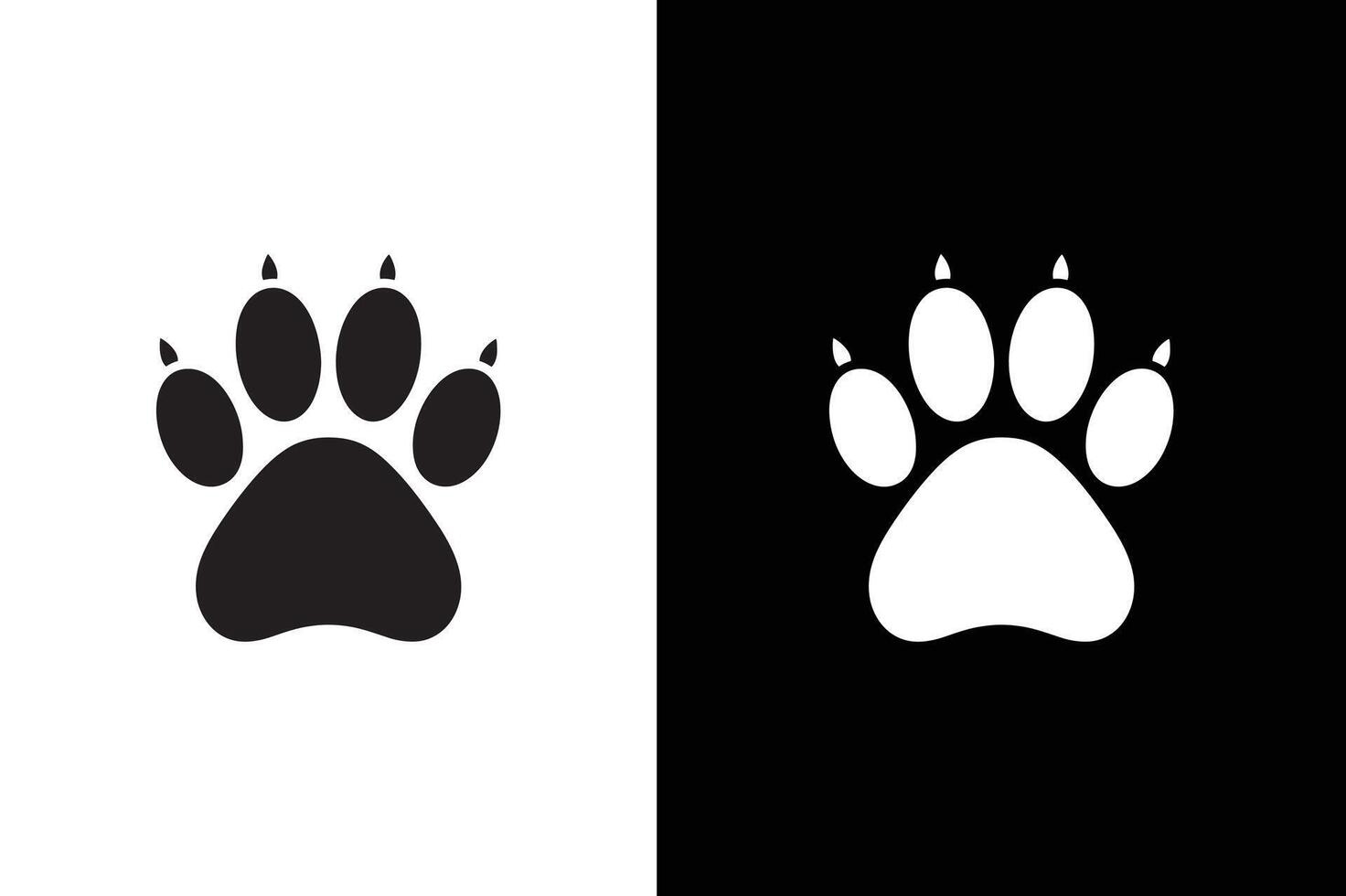 Dog or cat paw print flat icon for animal apps. Paw icon illustration. paw print sign and symbol black white vector
