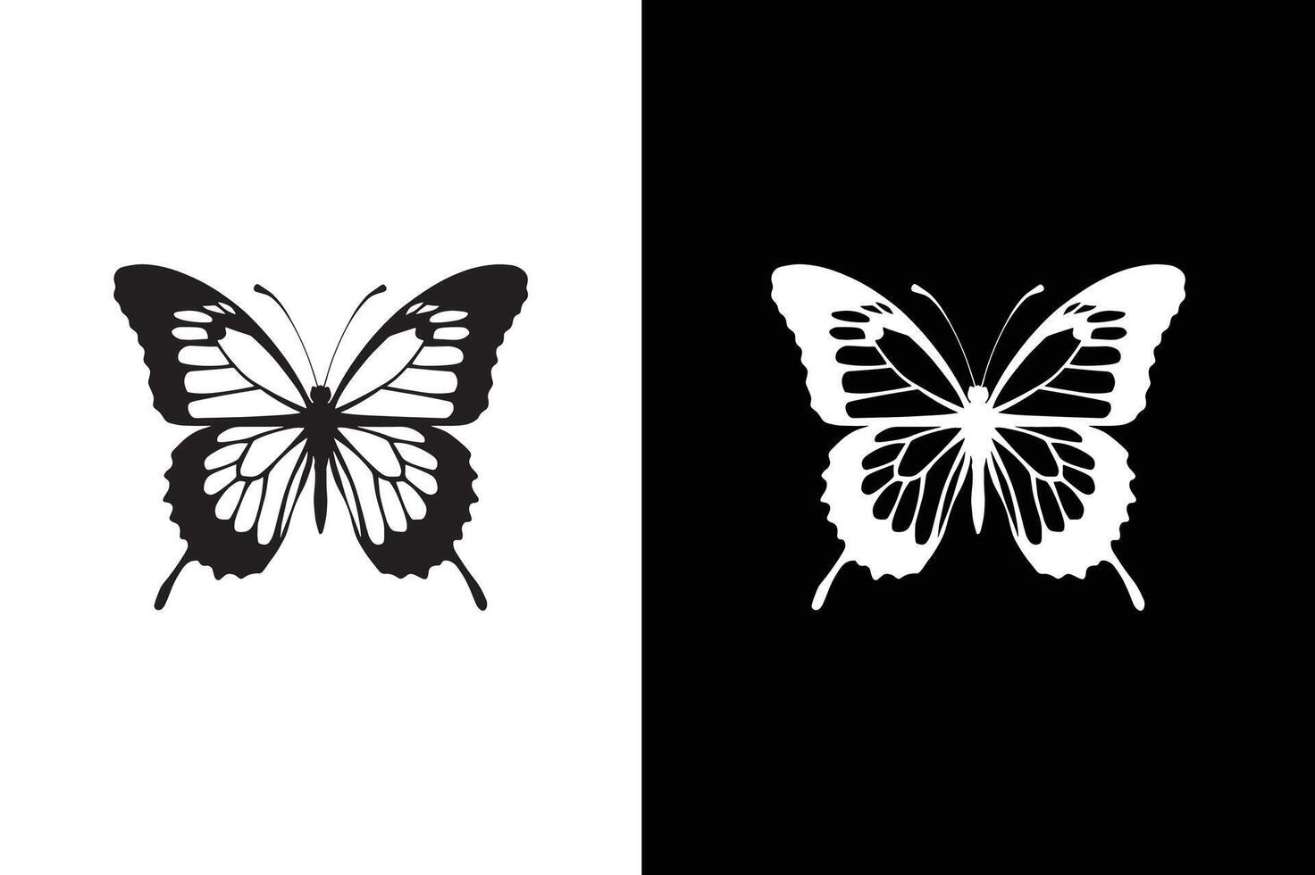 Butterfly Silhouette, isolated on white black background. Simple illustration of big butterfly icon for web vector