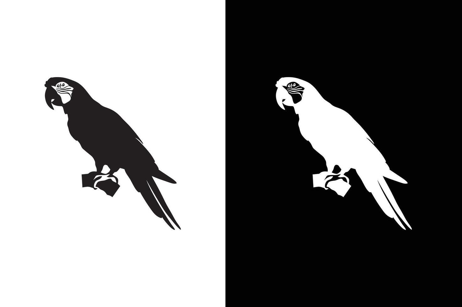 Parrot silhouette isolated on white black background. Parrot icon illustration vector