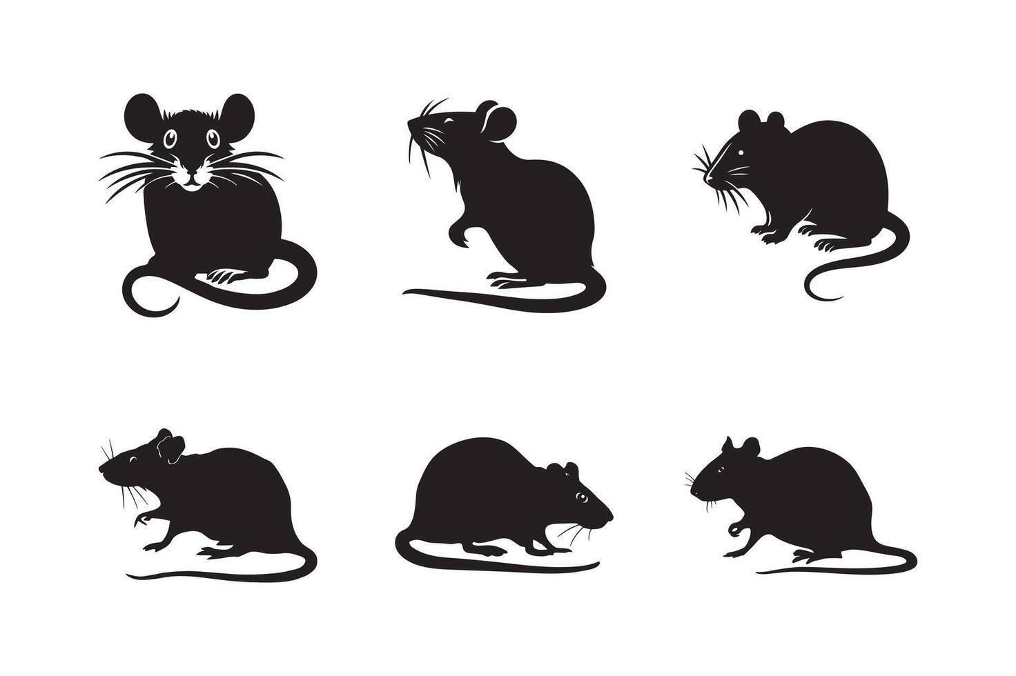 Rat and mouse icon silhouette collection. Mouse rat silhouettes set, isolated white background vector