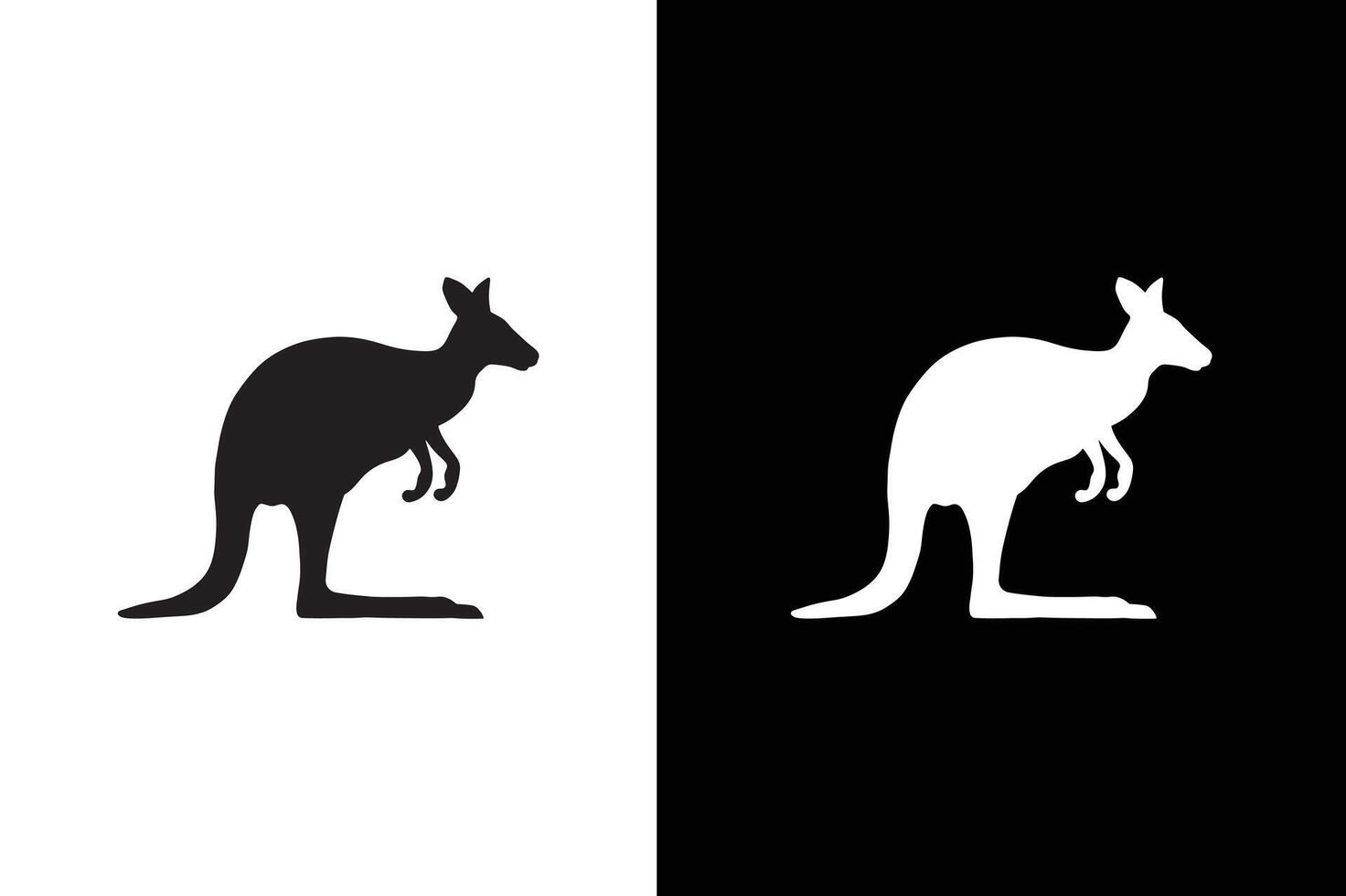 Kangaroo icon design illustration. kangaroo solid silhouette in black white background. vector